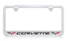 Chevy Corvette C6 Design Dual Logos Chrome Plated License Plate Frame