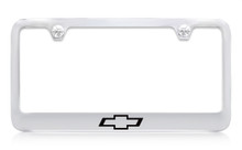 Chevrolet Logo Only Chrome Plated Brass License Plate Frame With Black Imprint