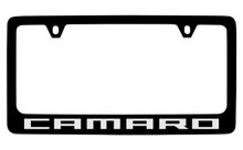 Chevrolet Camaro Black Plated Zinc License Plate Frame With Silver Imprint