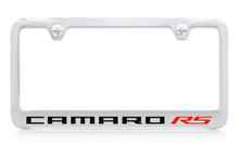 Chevrolet Camaro RS Chrome Plated Brass License Plate Frame With Black Imprint & Red RS Imprint