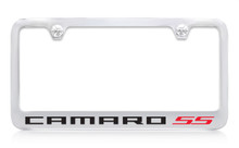 Chevrolet Camaro SS Chrome Plated Brass License Plate Frame With Black Imprint & Red SS Imprint