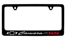 Chevrolet Camaro SS Script Black Plated Zinc License Plate Frame Red SS Imprint