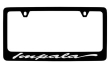 Chevrolet Impala Script Black Coated Zinc License Plate Frame With Silver Imprint