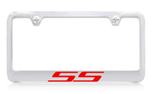 Chevrolet SS Chrome Plated Brass License Plate Frame With Red Imprint