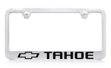 Chevrolet Tahoe Logo Chrome Plated Brass License Plate Frame With Black Imprint