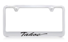 Chevrolet Tahoe Script Chrome Plated Brass License Plate Frame With Black Imprint
