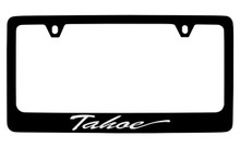 Chevrolet Tahoe Script Black Coated Zinc License Plate Frame With Silver Imprint