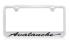 Chevrolet Avalanche Script Chrome Plated Brass License Plate Frame With Black Imprint