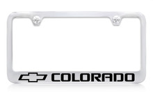 Chevrolet Colorado Logo Chrome Plated Brass License Plate Frame With Black Imprint