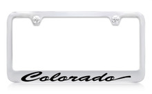 Chevrolet Colorado Chrome Plated Brass License Plate Frame With Black Imprint