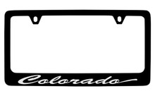 Chevrolet Colorado Script Black Coated Zinc License Plate Frame With Silver Imprint