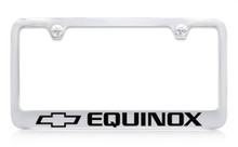 Chevrolet Equinox Logo Chrome Plated Brass License Plate Frame With Black Imprint