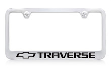 Chevrolet Traverse Logo Chrome Plated Brass License Plate Frame With Black Imprint