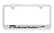Chevrolet Traverse Script Chrome Plated Brass License Plate Frame With Black Imprint