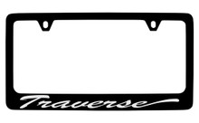 Chevrolet Traverse Script Black Coated Zinc License Plate Frame With Silver Imprint