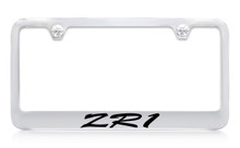 Chevrolet ZR1 Script Chrome Plated Brass License Plate Frame With Black Imprint