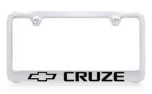 Chevrolet Cruze Logo Chrome Plated Brass License Plate Frame With Black Imprint