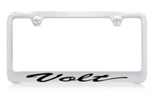 Chevrolet Volt Script Chrome Plated Brass License Plate Frame With Black Imprint