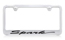 Chevrolet Spark Script Chrome Plated Brass License Plate Frame With Black Imprint