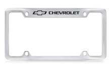 Chevrolet Logo Top Engraved Chrome Plated Brass License Plate Frame With Black Imprint