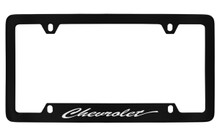 Chevrolet Script Bottom Engraved Black Coated Zinc License Plate Frame 