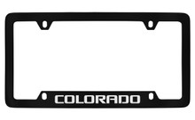 Chevrolet Colorado Bottom Engraved Black Coated Zinc License Plate Frame With Silver Imprint