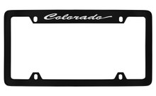 Chevrolet Colorado Script Top Engraved Black Coated Zinc License Plate Frame 