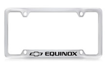 Chevrolet Equinox Logo Bottom Engraved Chrome Plated Brass License Plate Frame With Black Imprint