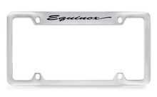 Chevrolet Equinox Script Top Engraved Chrome Plated Brass License Plate Frame With Black Imprint