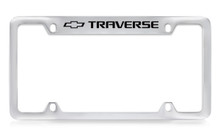Chevrolet Traverse Logo Top Engraved Chrome Plated Brass License Plate Frame With Black Imprint