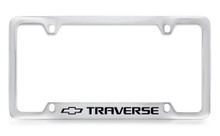 Chevrolet Traverse Logo Bottom Engraved Chrome Plated Brass License Plate Frame With Black Imprint