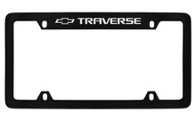 Chevrolet Traverse Logo Top Engraved Black Coated Zinc License Plate Frame 