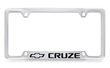 Chevrolet Cruze Logo Bottom Engraved Chrome Plated Brass License Plate Frame With Black Imprint