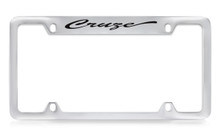 Chevrolet Cruze Script Top Engraved Chrome Plated Metal License Plate Frame With Black Imprint