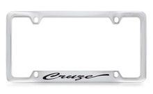 Chevrolet Cruze Script Bottom Engraved Chrome Plated Brass License Plate Frame With Black Imprint