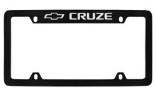 Chevrolet Cruze Logo Top Engraved Black Coated Zinc License Plate Frame 