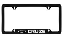 Chevrolet Cruze Logo Bottom Engraved Black Coated Zinc License Plate Frame With Silver Imprint