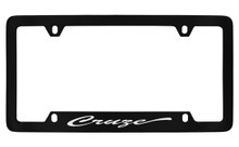Chevrolet Cruze Script Bottom Engraved Black Coated Zinc License Plate Frame With Silver Imprint