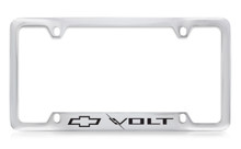 Chevrolet Volt Logo Bottom Engraved Chrome Plated Brass License Plate Frame With Black Imprint