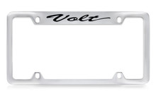 Chevrolet Volt Script Top Engraved Chrome Plated Brass License Plate Frame With Black Imprint