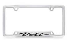 Chevrolet Volt Script Bottom Engraved Chrome Plated Brass License Plate Frame With Black Imprint