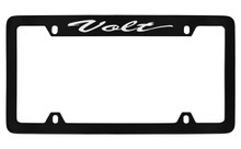 Chevrolet Volt Script Top Engraved Black Coated Zinc License Plate Frame 