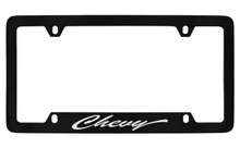Chevrolet Chevy Script Bottom Engraved Black Coated Zinc License Plate Frame
