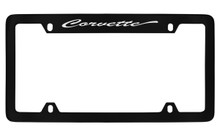 Chevrolet Corvette Script Top Engraved Black Coated Zinc License Plate Frame 