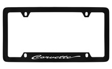 Chevrolet Corvette Script Bottom Engraved Black Coated Zinc License Plate Frame