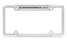 Chevrolet Camaro RS Top Engraved Chrome Plated Metal License Plate Frame With Black Imprint