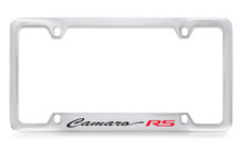 Chevrolet Camaro RS Script Bottom Engraved Chrome Plated Brass License Plate Frame With Black Imprint