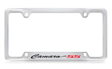 Chevrolet Camaro SS Script Bottom Engraved Chrome Plated Metal License Plate Frame With Black Imprint