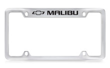 Chevrolet Malibu Logo Top Engraved Chrome Plated Brass License Plate Frame With Black Imprint