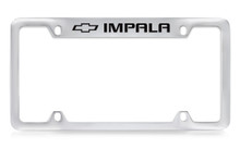 Chevrolet Impala Logo Top Engraved Chrome Plated Brass License Plate Frame With Black Imprint